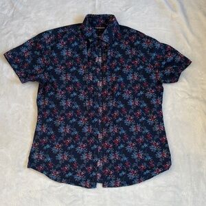Express Men's Navy Floral Button Down Shirt